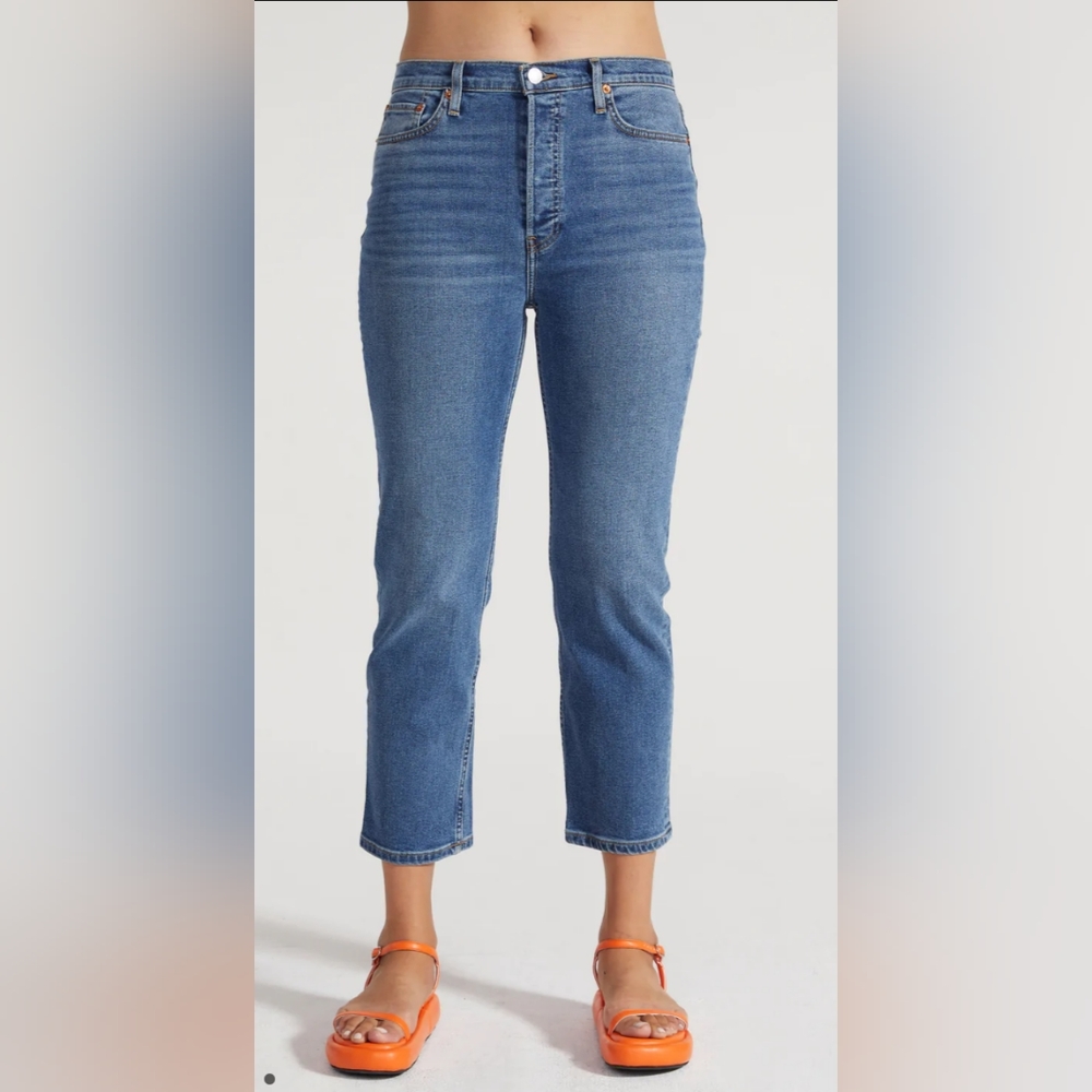 Re/Done 70s Stove Pipe Jeans Women's Size 4 Western Blue NWT - Picture 3 of 13